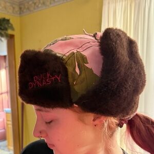 Duck Dynasty Pink Camo Faux Fur Hat Cap W/ Ear Flaps